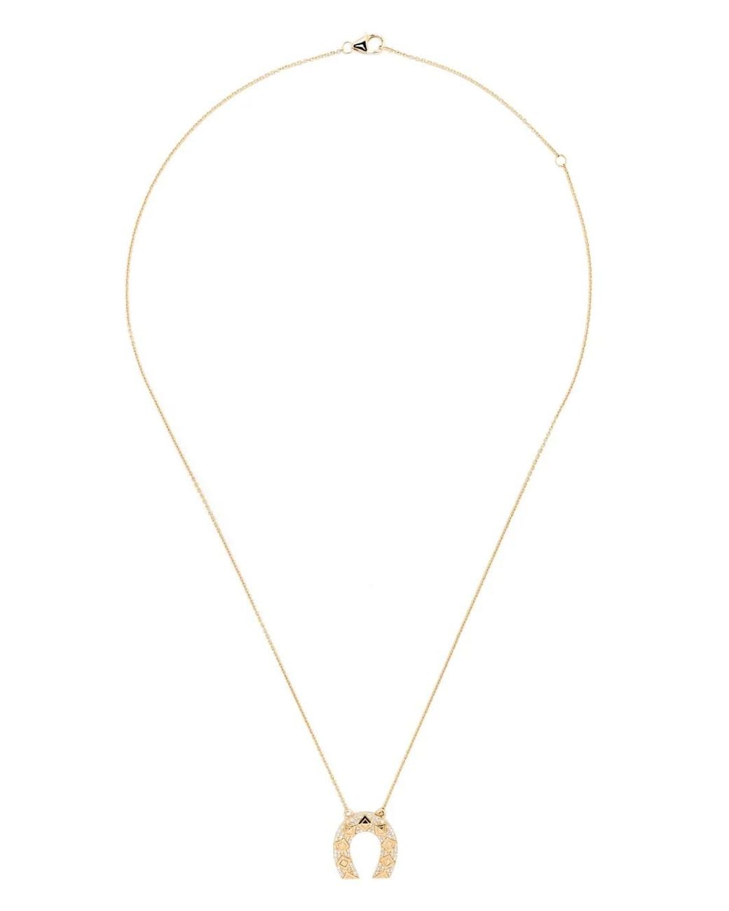 Harwell Godfrey White 18Kt Mini Horseshoe Pendant Necklace