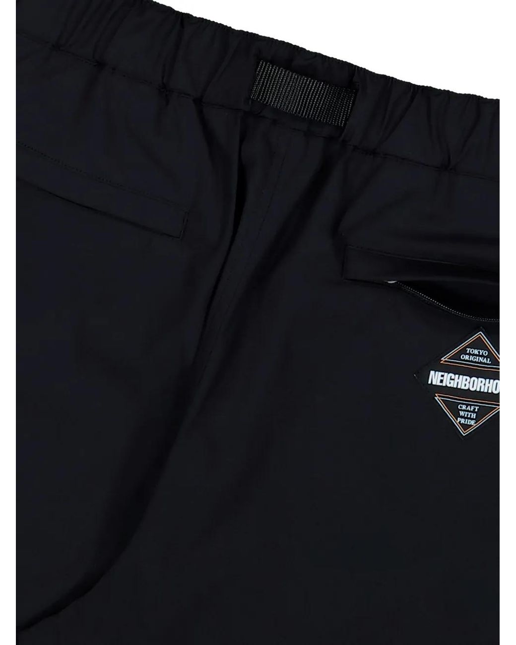 Neighborhood Black Belted Logo-Print Shorts for men