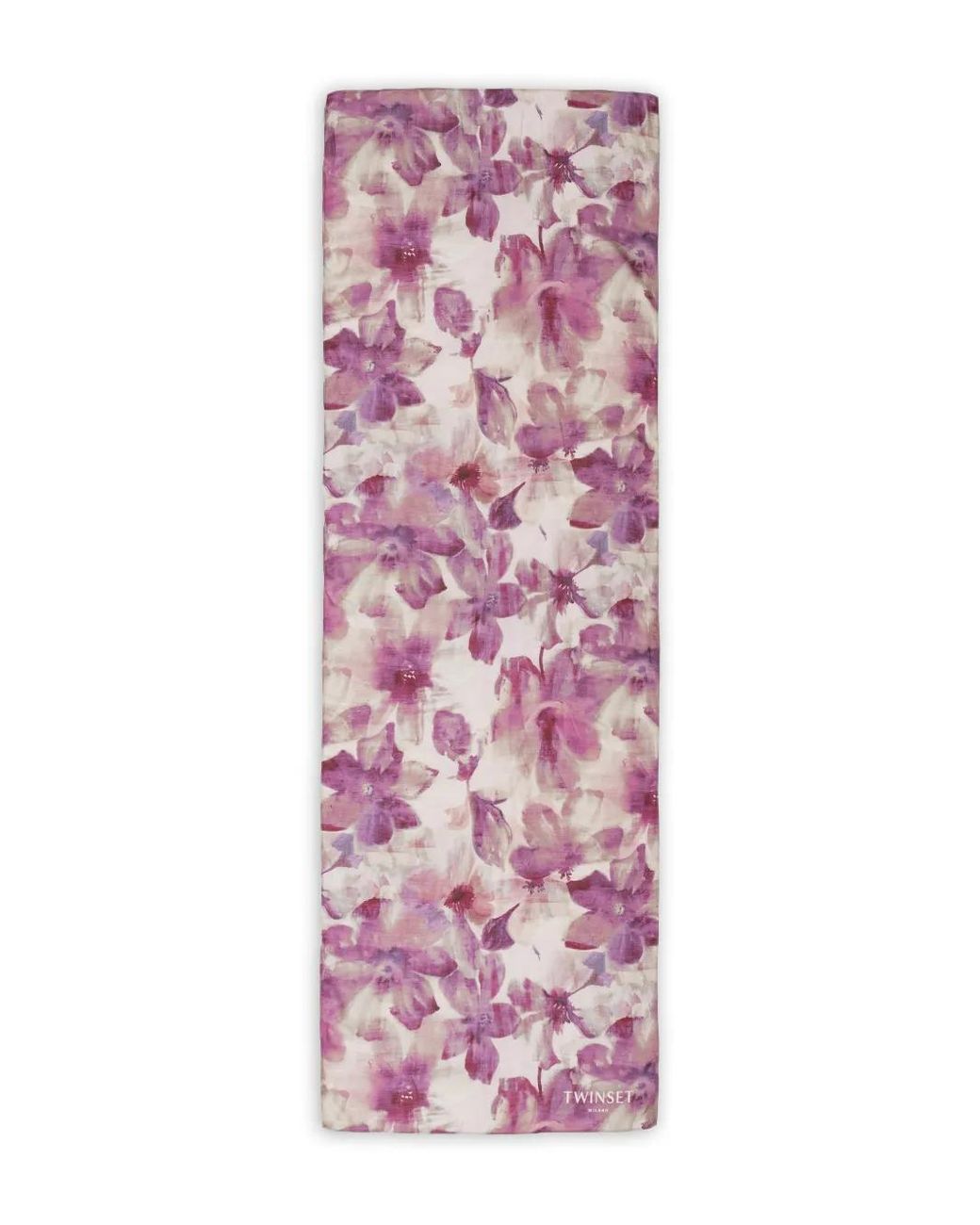 Twinset Purple Floral Stole With Logo