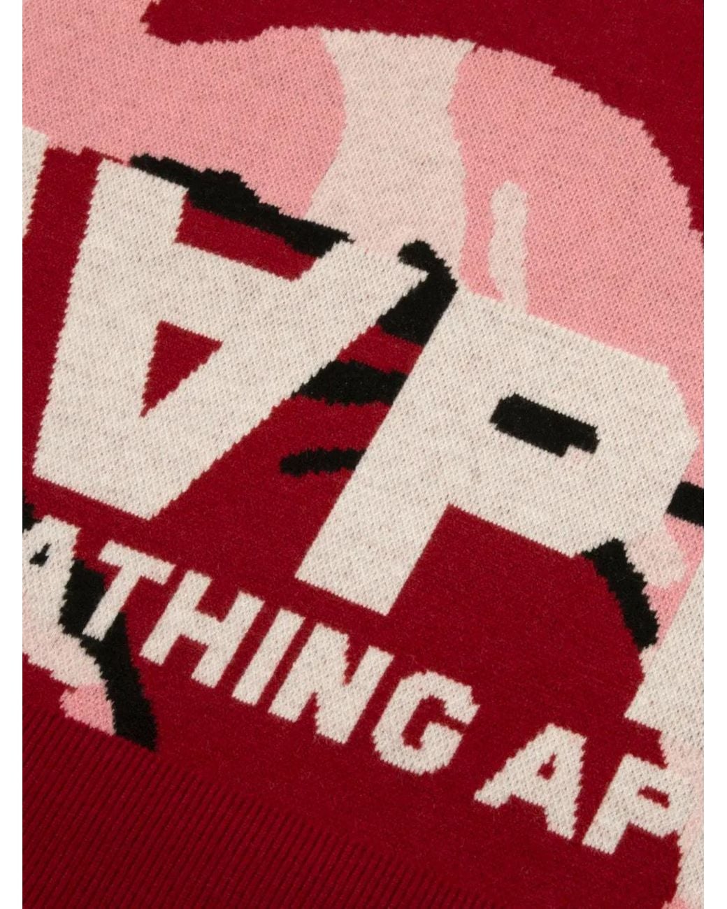 Aape By A Bathing Ape Red Moonface Camo-Pattern Sweater for men