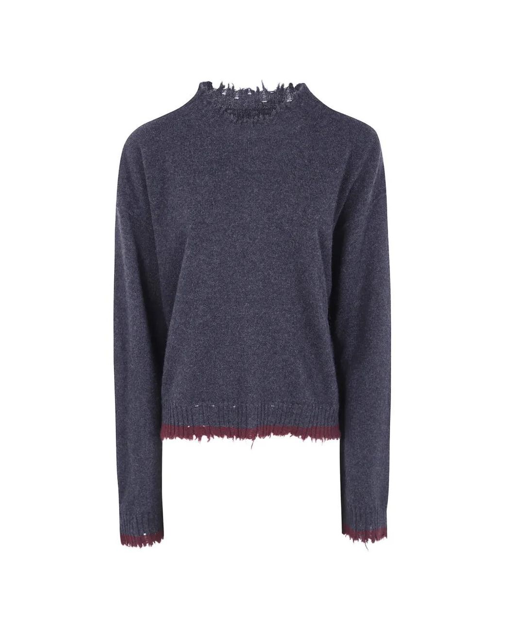 Uma Wang Blue Distressed-Effect Cashmere Sweater
