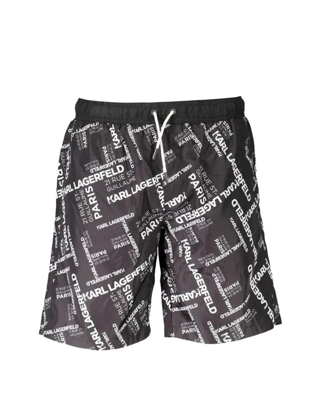 Karl Lagerfeld Gray Logo-Print Swim Shorts for men