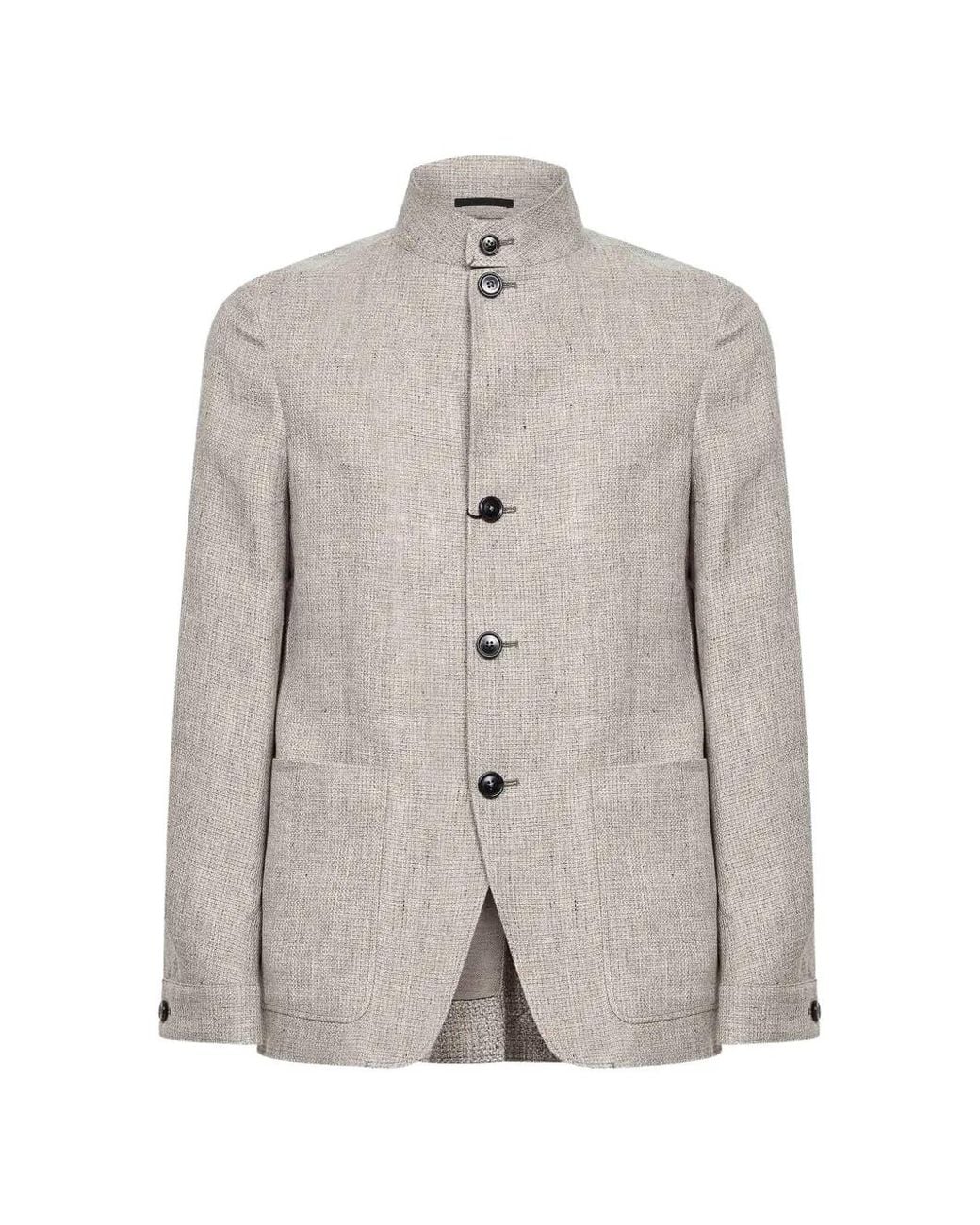 Zegna Gray Il Conte Oasi Button Micro-Check Jacket for men