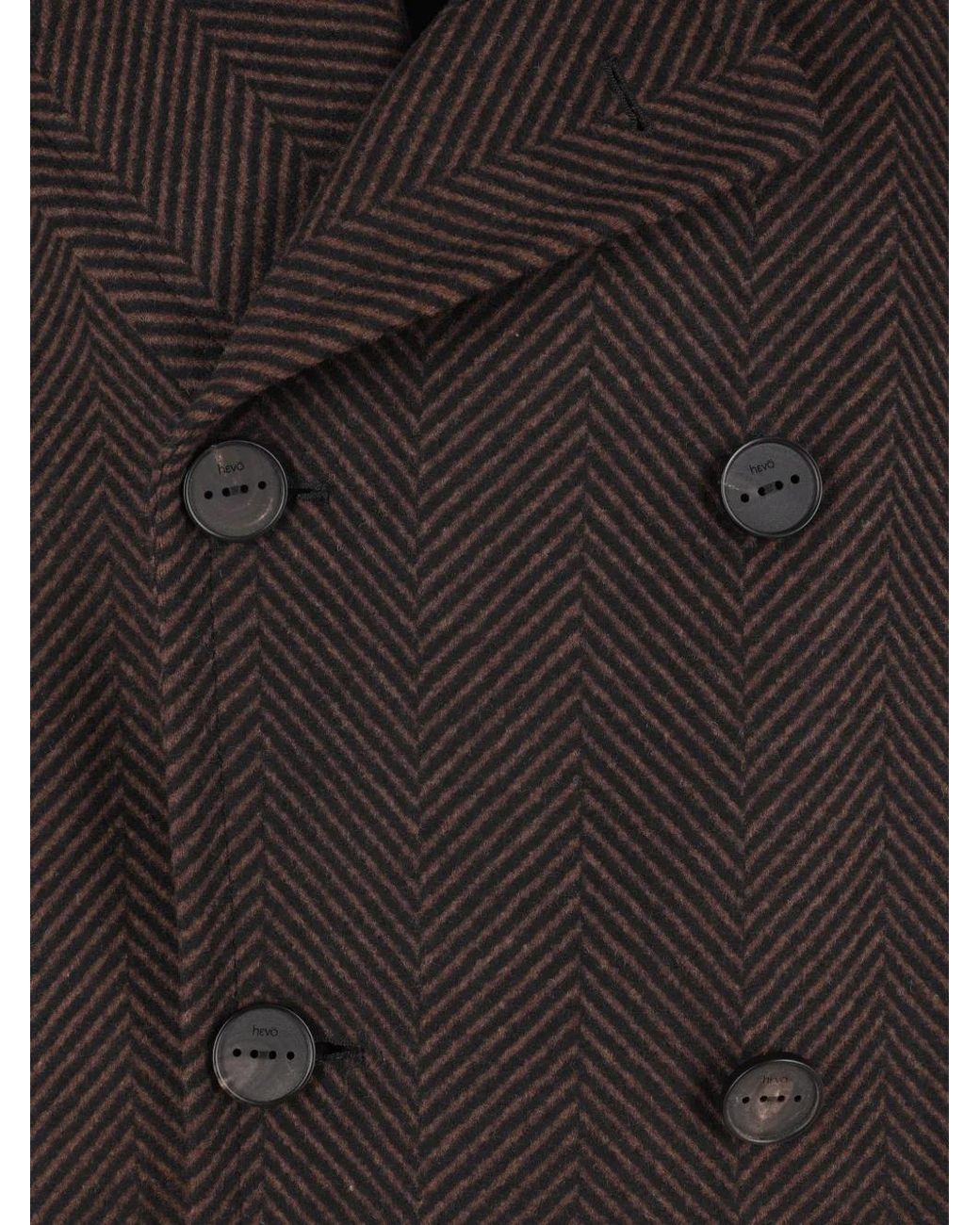 Hevò Black Manteau Croisé Tricase À Chevrons for men