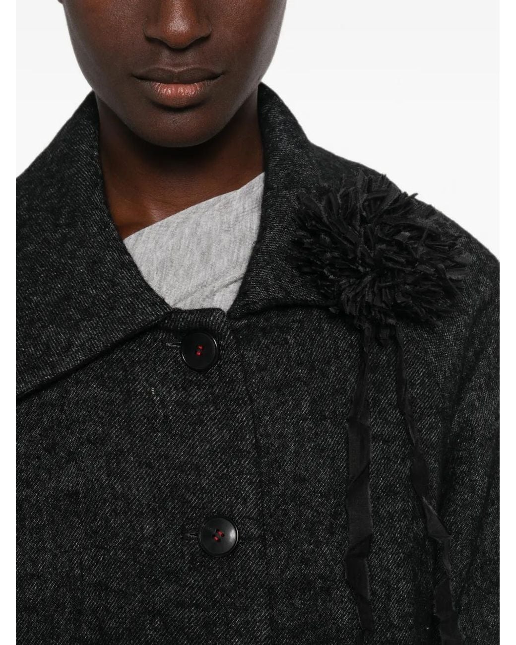 SOH Black Manteau À Simple Boutonnage Et Appliqués Floraux