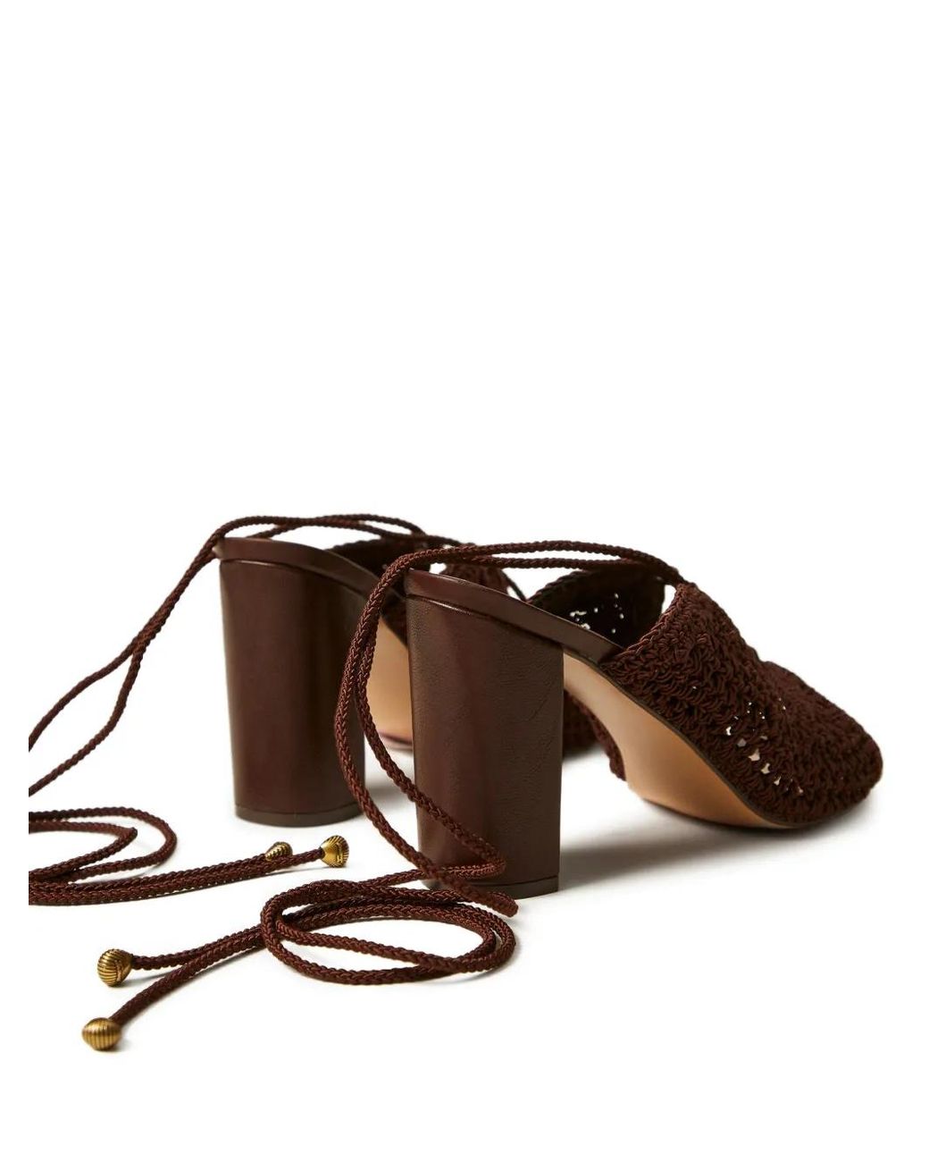Twinset Brown High Crochet Sandals