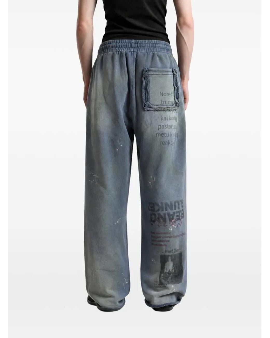 SAITOS Blue Graphic-Print Drawstring Track Pants