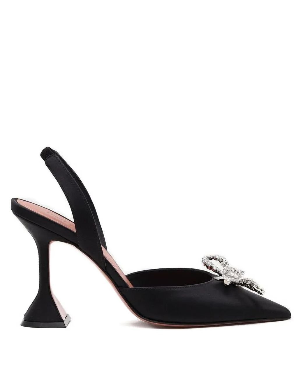 AMINA MUADDI Black 95Mm Rosie Crystal-Bow Slingback Pumps