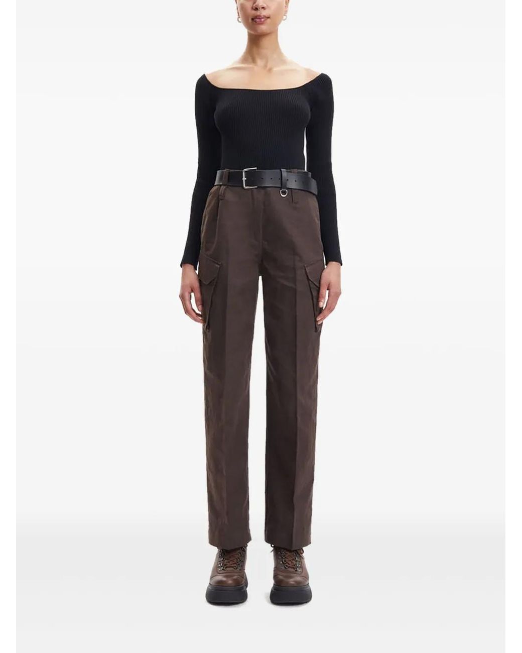 Samsøe & Samsøe Black Ribbed Scoop-Neck Top