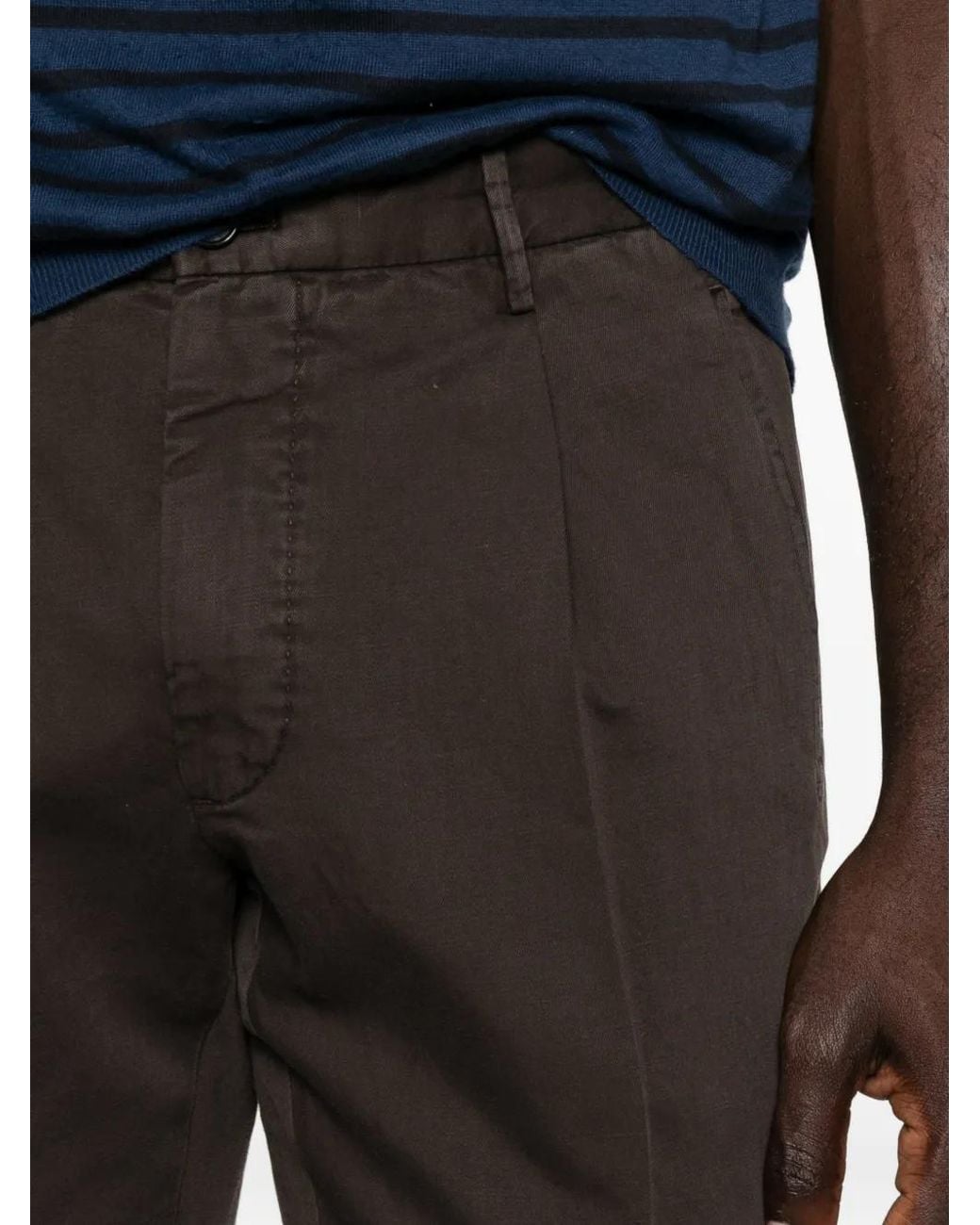 Incotex Gray Pleated Straight-Leg Trousers for men