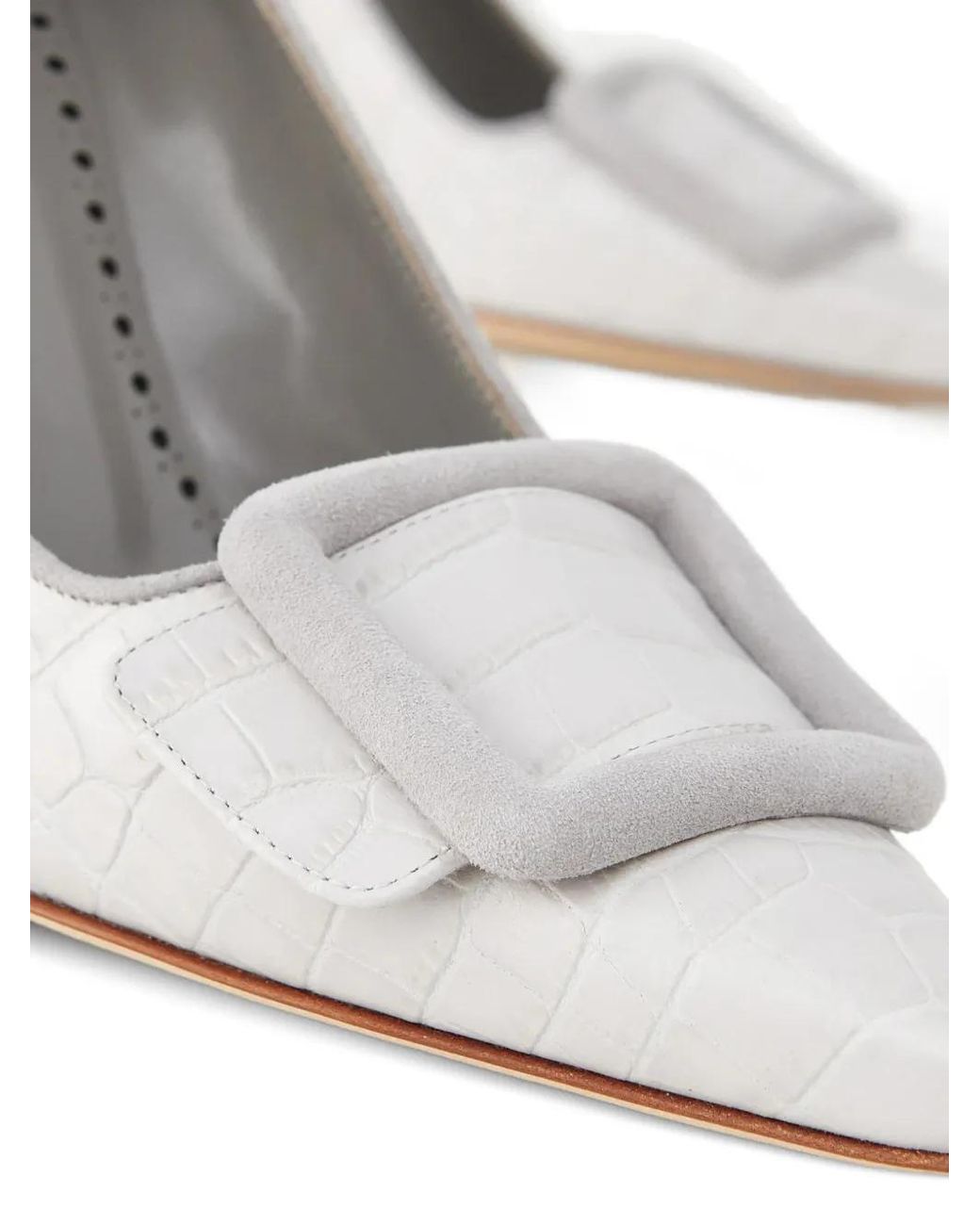 Manolo Blahnik White Maysale Pumps