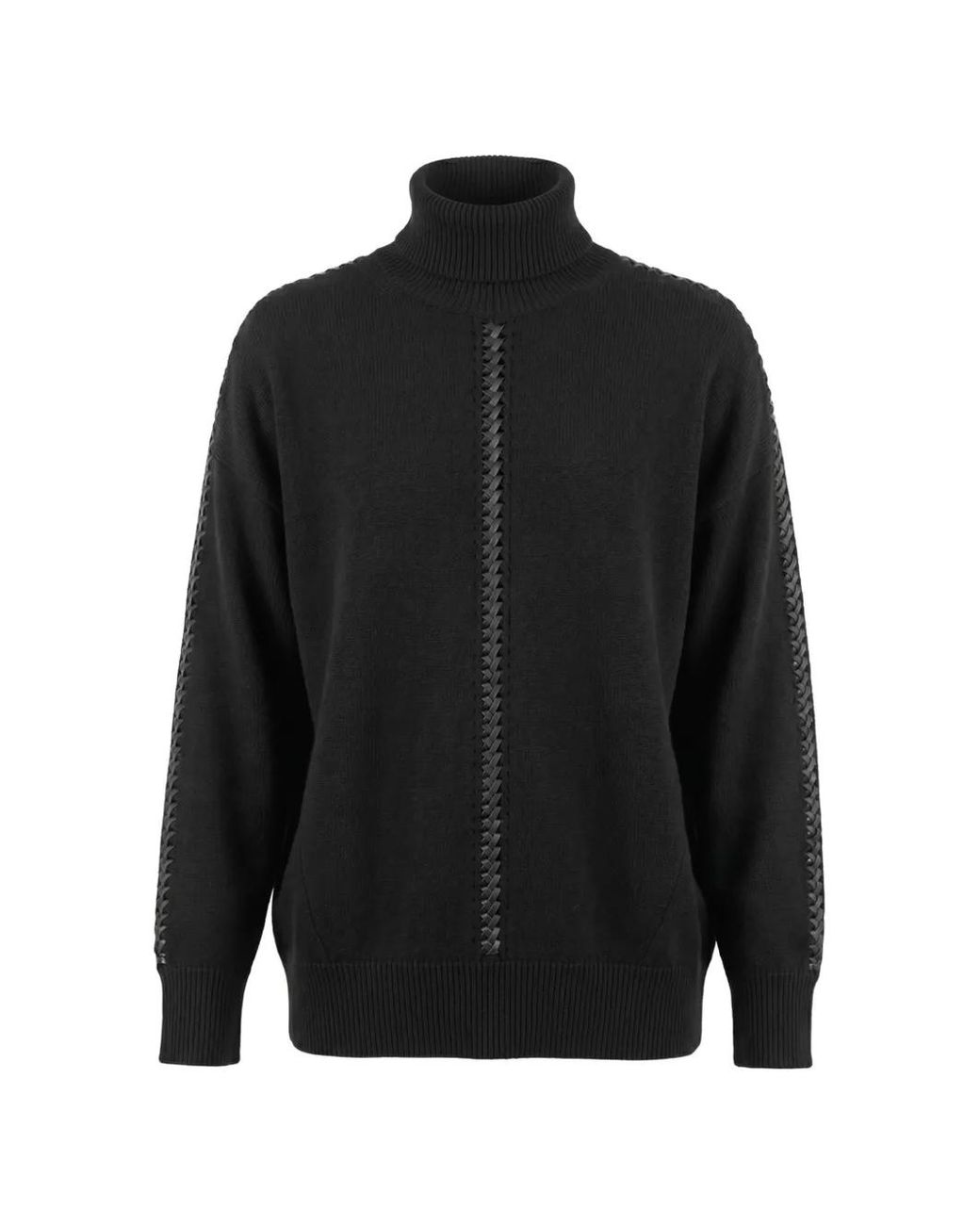 P.A.R.O.S.H. Black Braided-Detail Roll-Neck Sweater