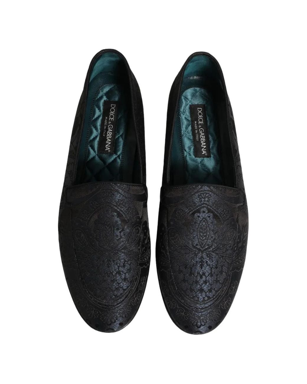 Dolce & Gabbana Black Jacquard Leather Loafers for men