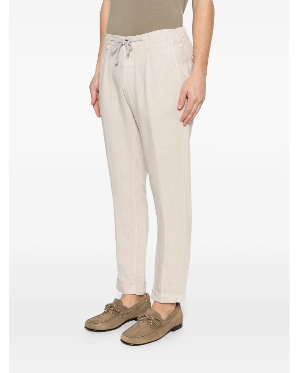 Eleventy White Drawstring-Fastening Trousers for men