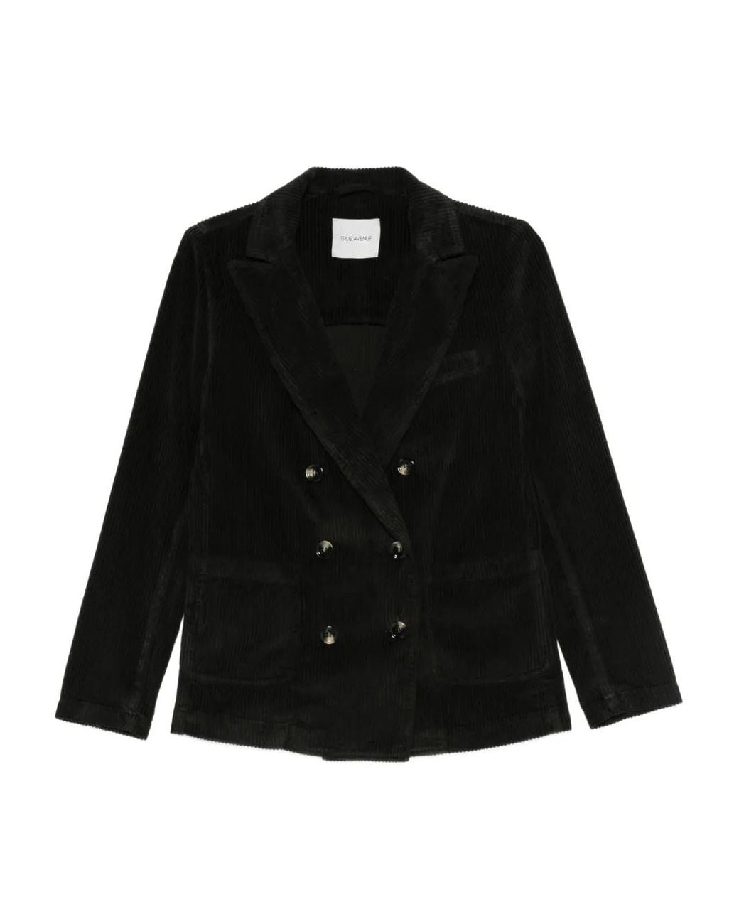 TRUE AVENUE Black Corduroy Double-Breasted Blazer