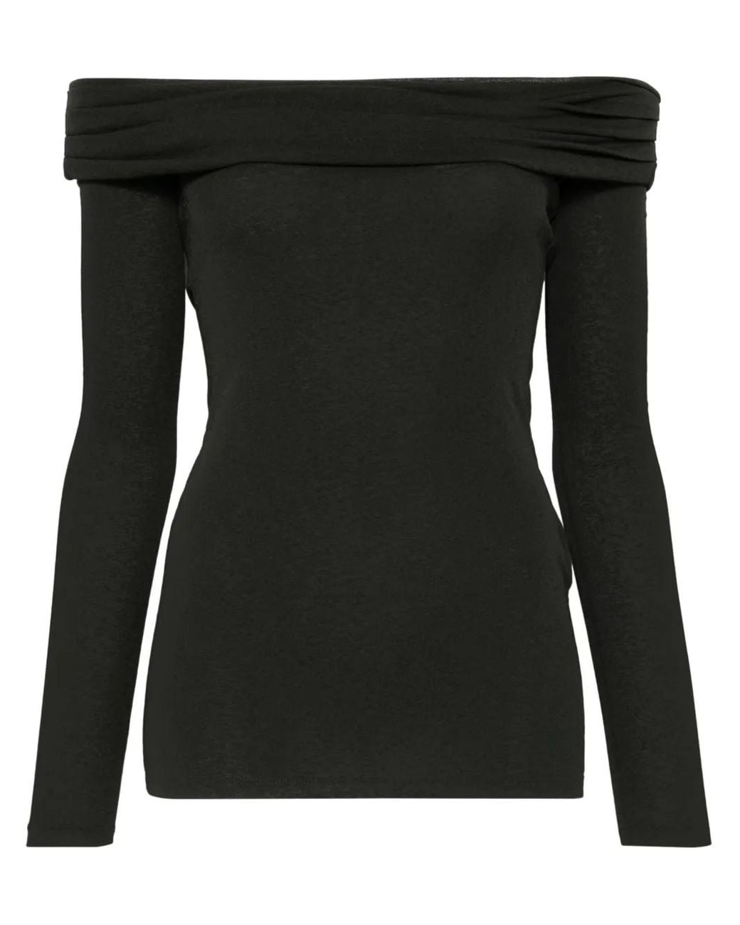 Nanushka Black Textured Off-Shoulder Long-Sleeve Top