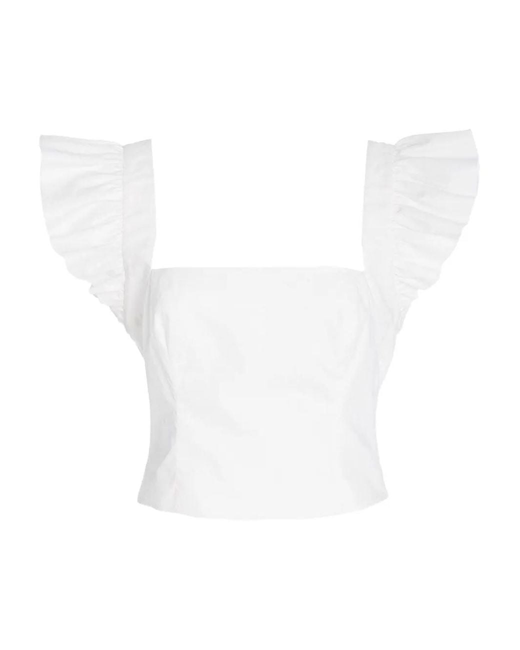 Cara Cara White Hyannis Ruffled-Sleeve Top