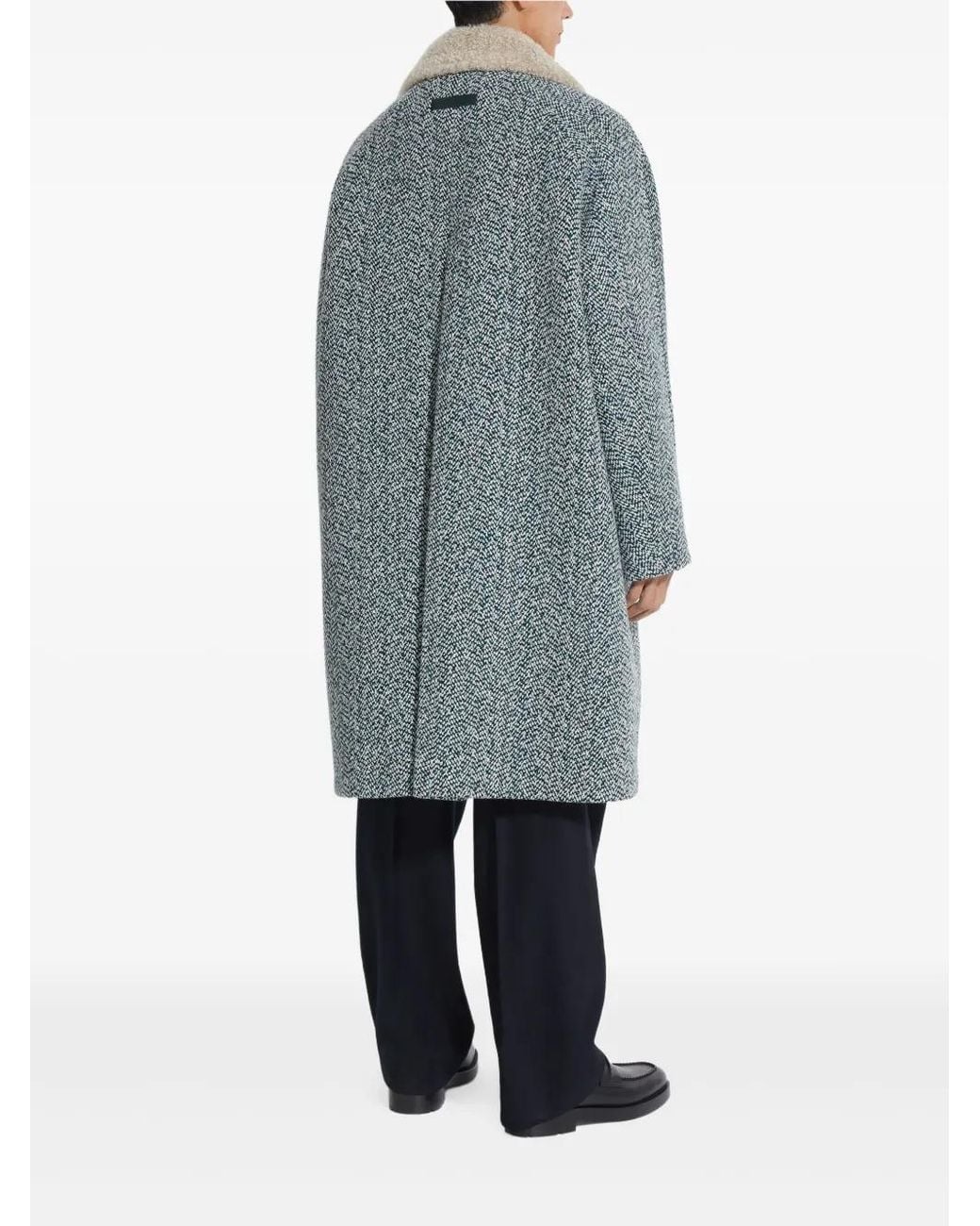 Zegna Blue Herringbone Coat for men