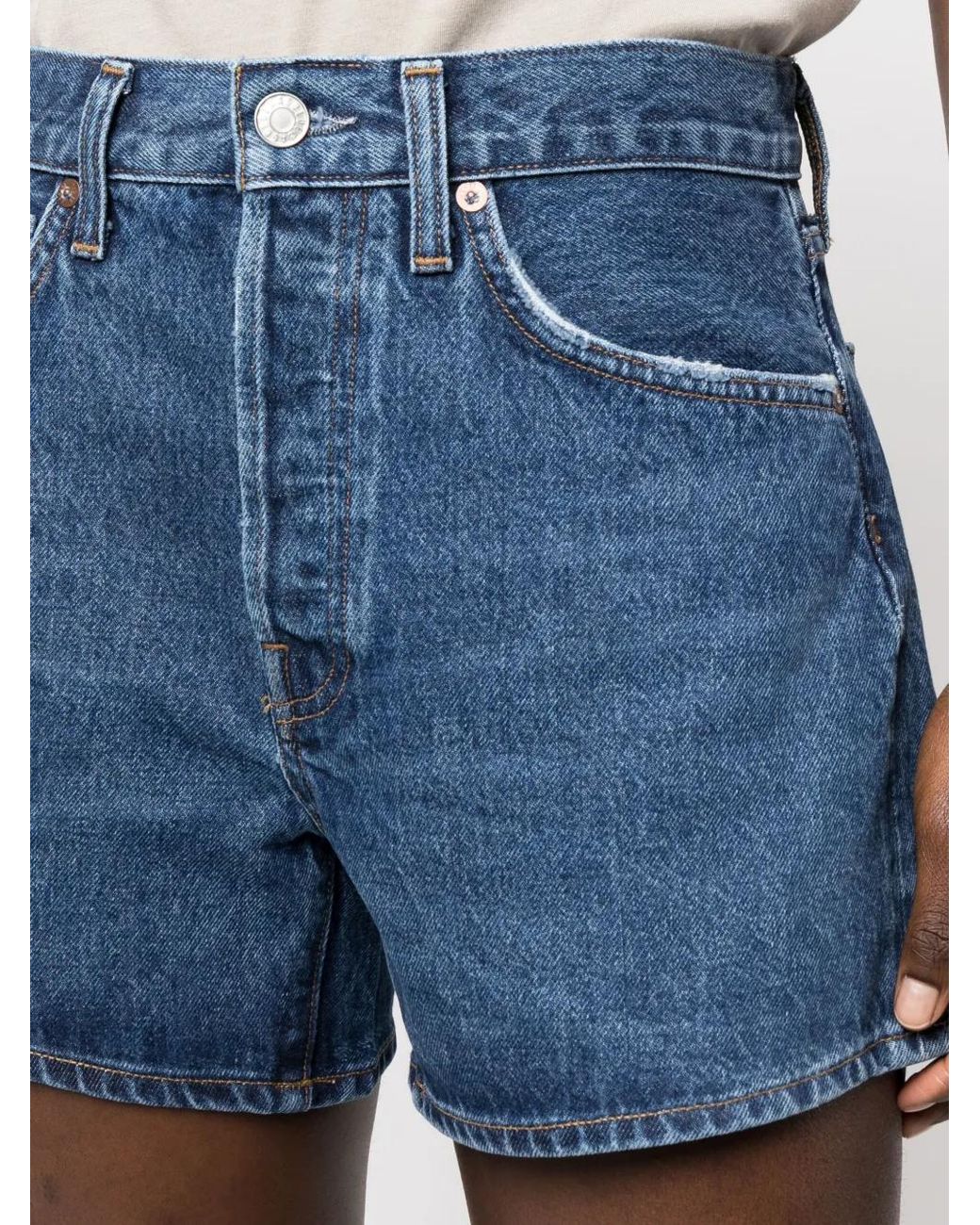Agolde Blue High-Waist Denim Shorts