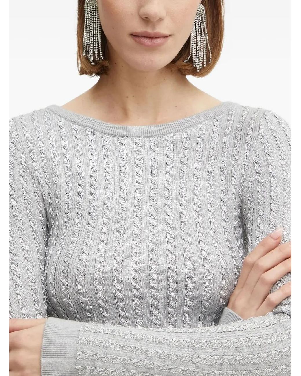 Guess White Cable-Knit Sweater