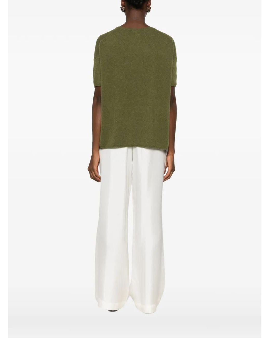 C.T.Plage Green Short-Sleeve Cashmere Sweater