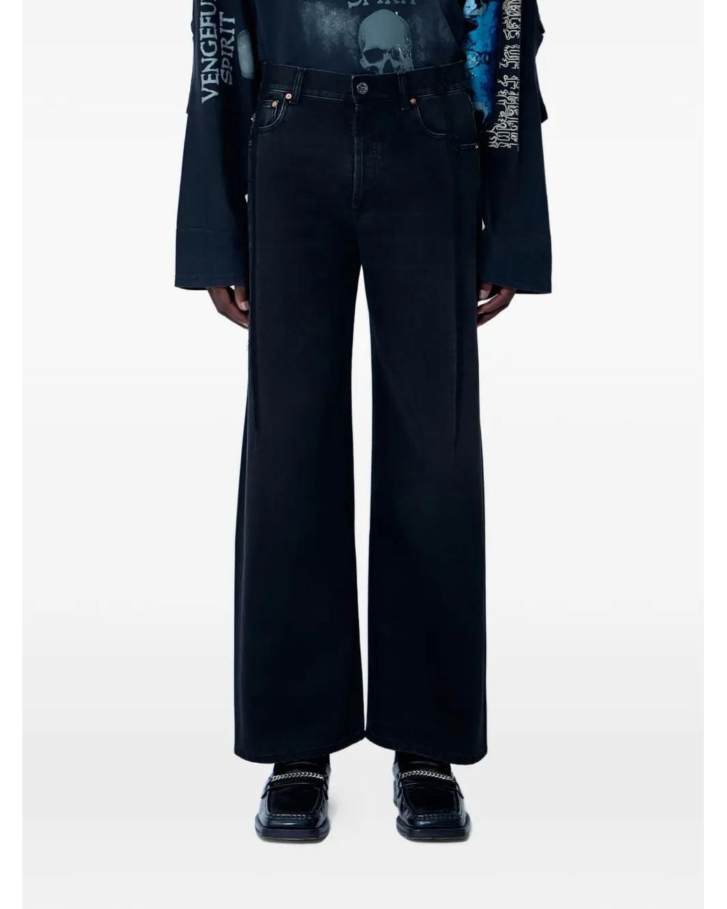 Vetements Blue Five-Pocket Distressed-Finish Jeans for men