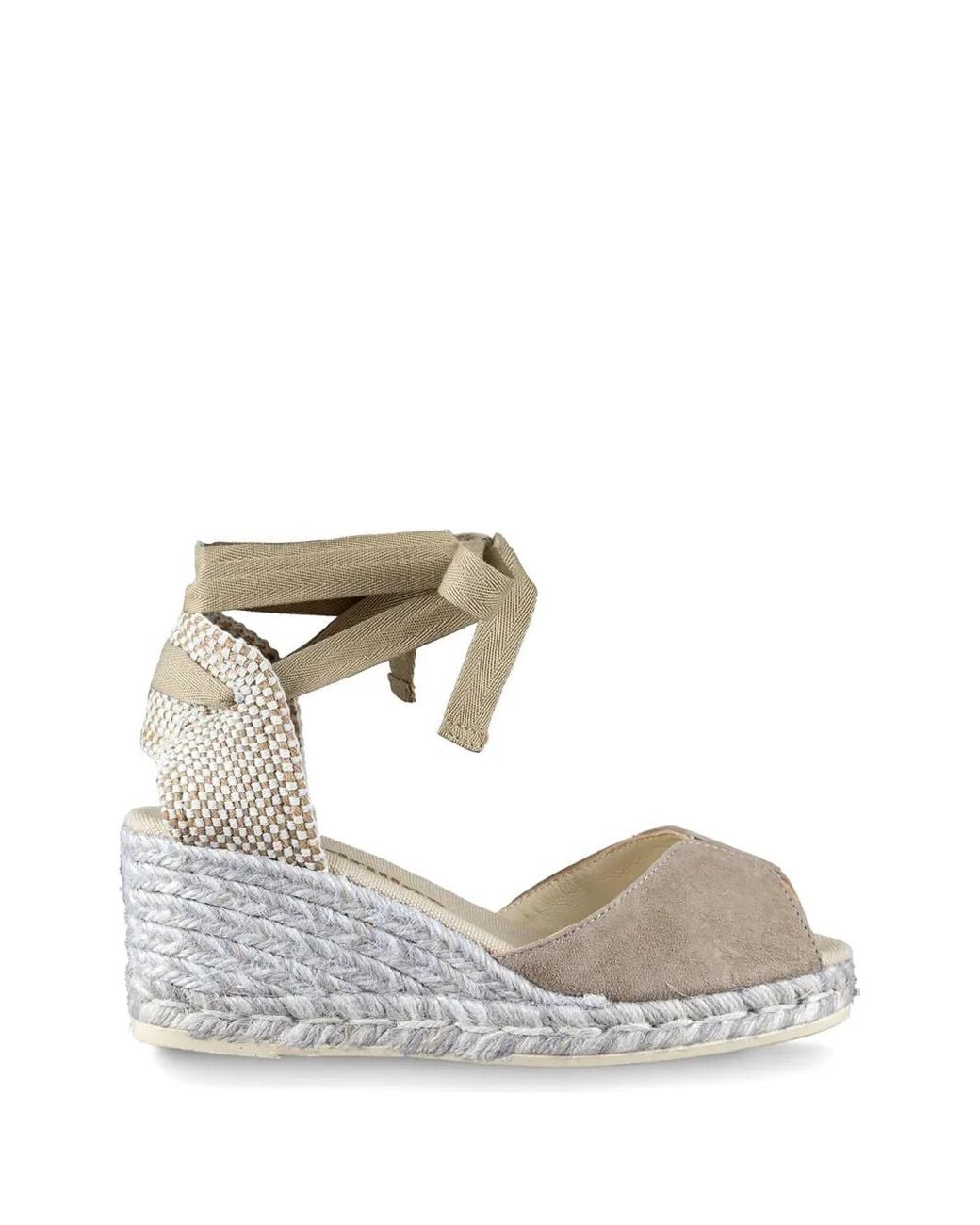 Espadrilles Metallic Compensées Ronny À Chevilles Nouées