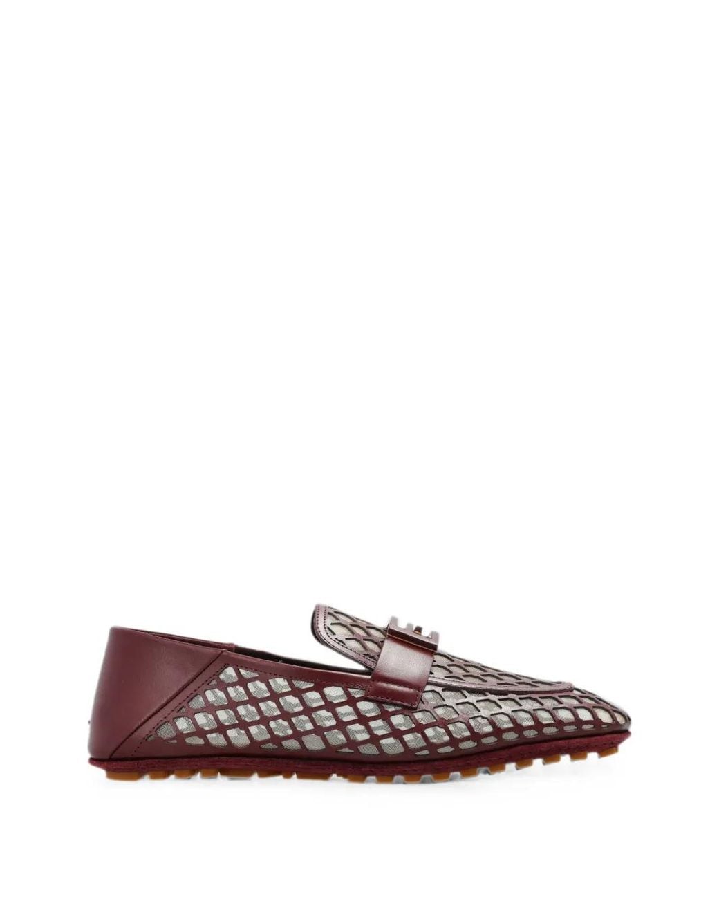 Fendi Red Baguette Burgundy Leather Loafers