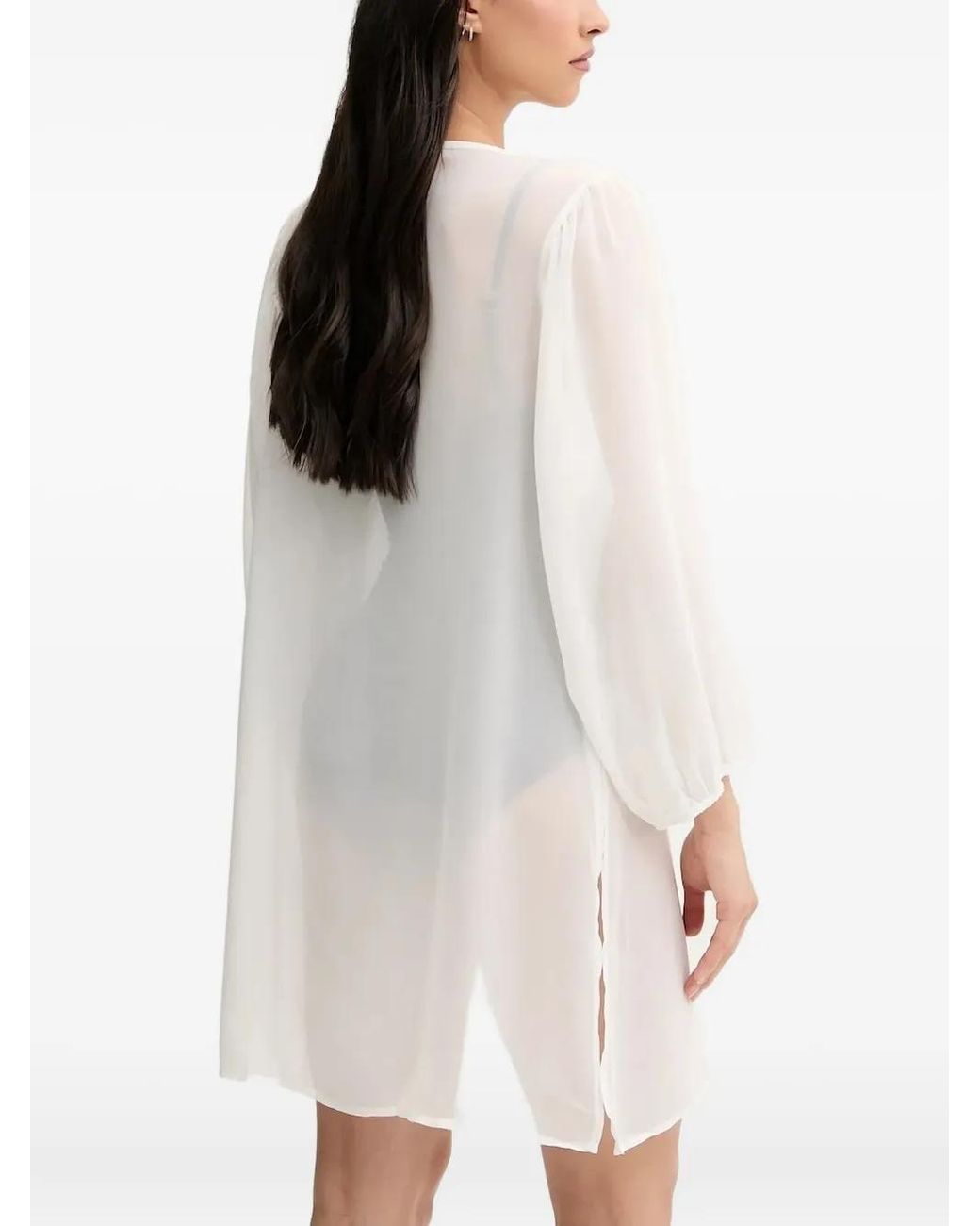 MICHAEL Michael Kors White Button-Front Tie-Neck Top