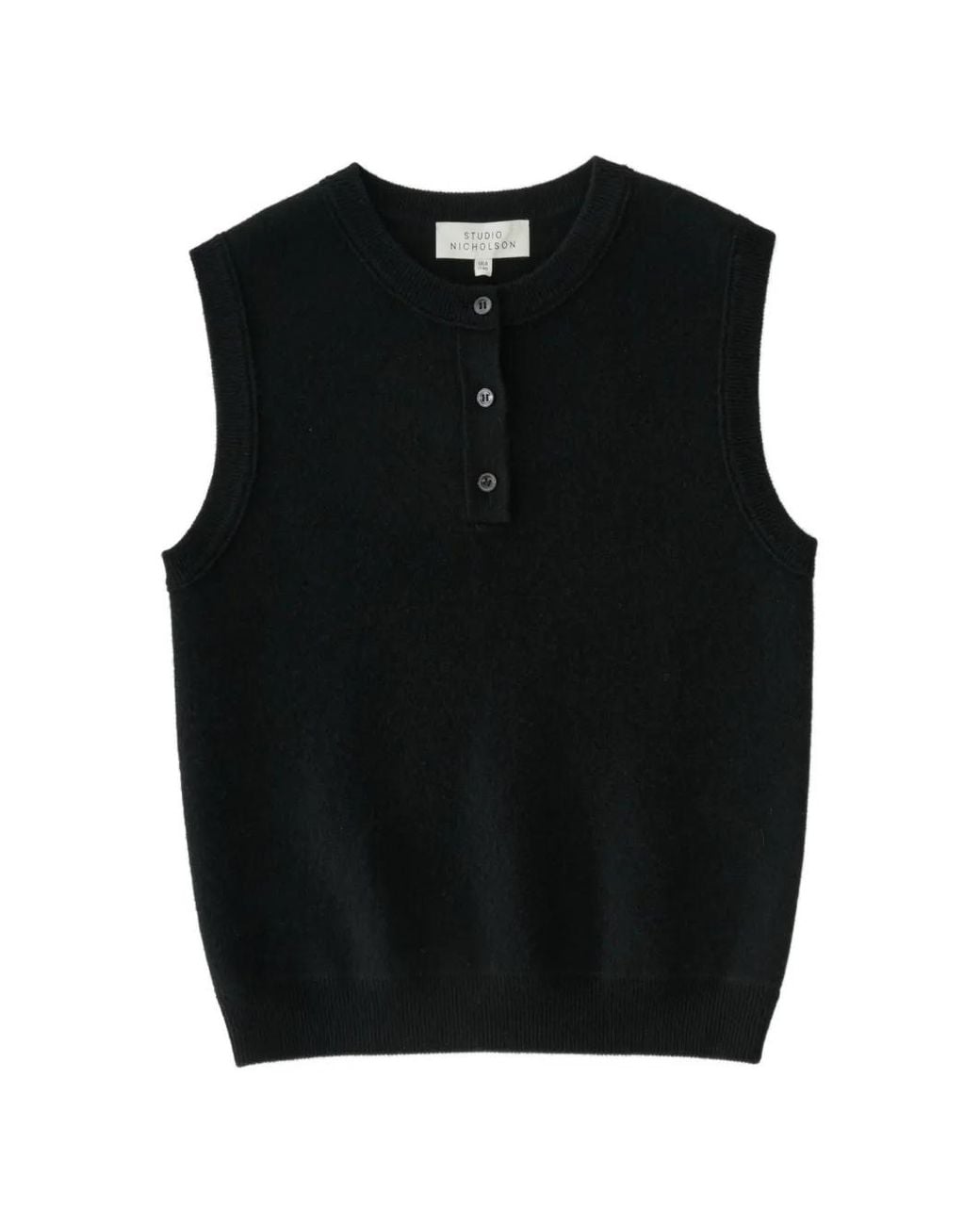 Studio Nicholson Black Aurel Half-Placket Vest
