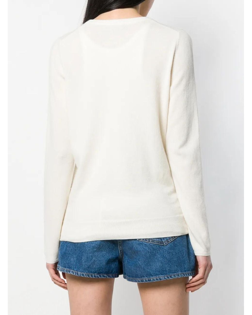 N.Peal Cashmere White Round Neck Cardigan