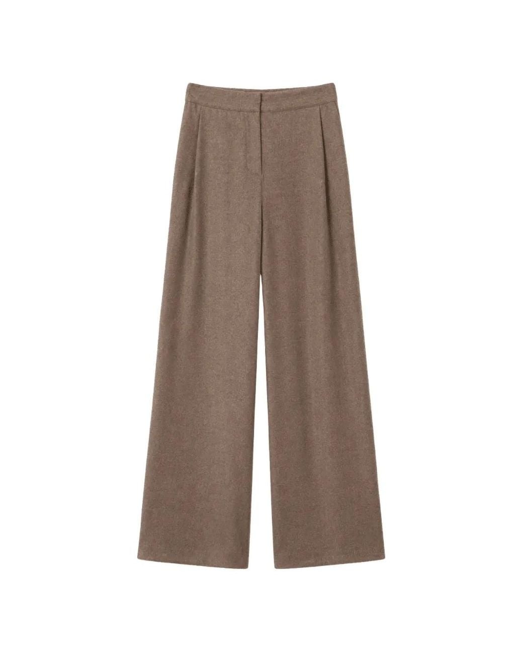 Dusan Brown Flannel Wide-Leg Tailored Trousers