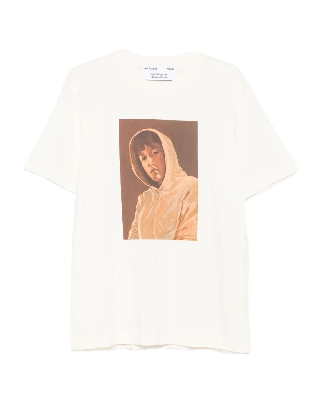 Etudes Studio White Portrait-Print Organic Cotton T-Shirt for men