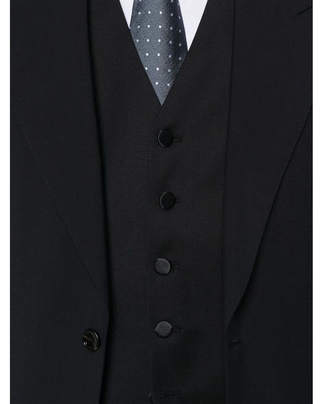 Tagliatore Black V-Neck Panelled Waistcoat for men