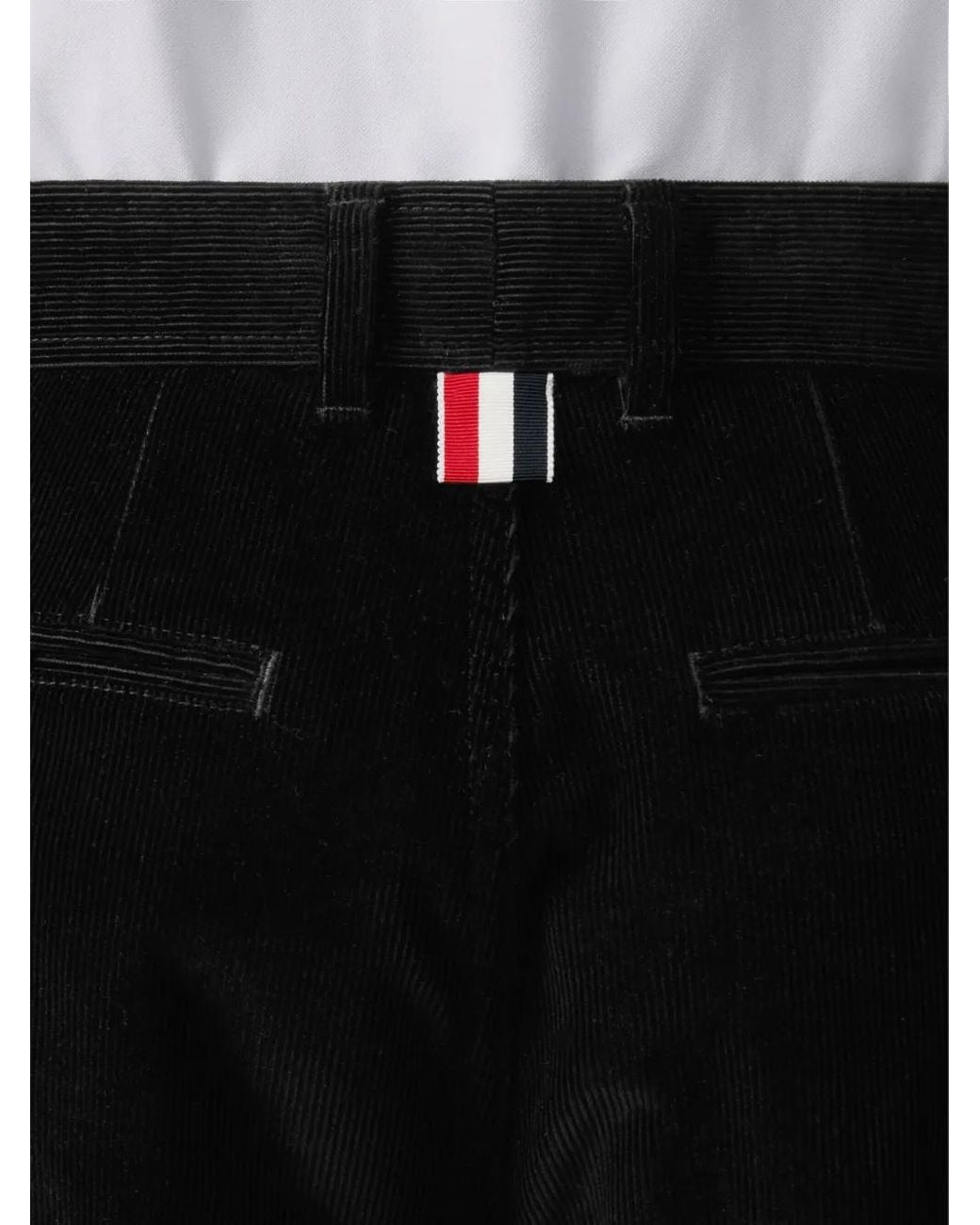 Thom Browne Black Corduroy Tapered Chino Trousers for men