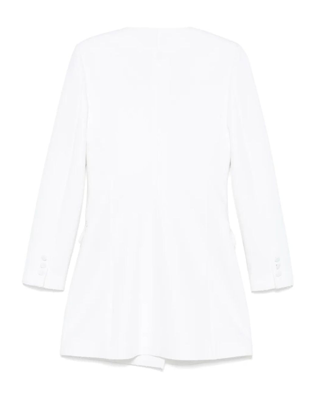 MSGM White Ruffled Tuxedo Mini Dress