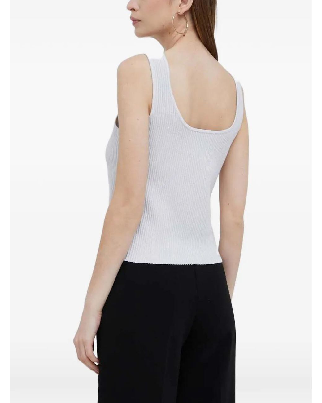 DKNY White Collarless Tank Top