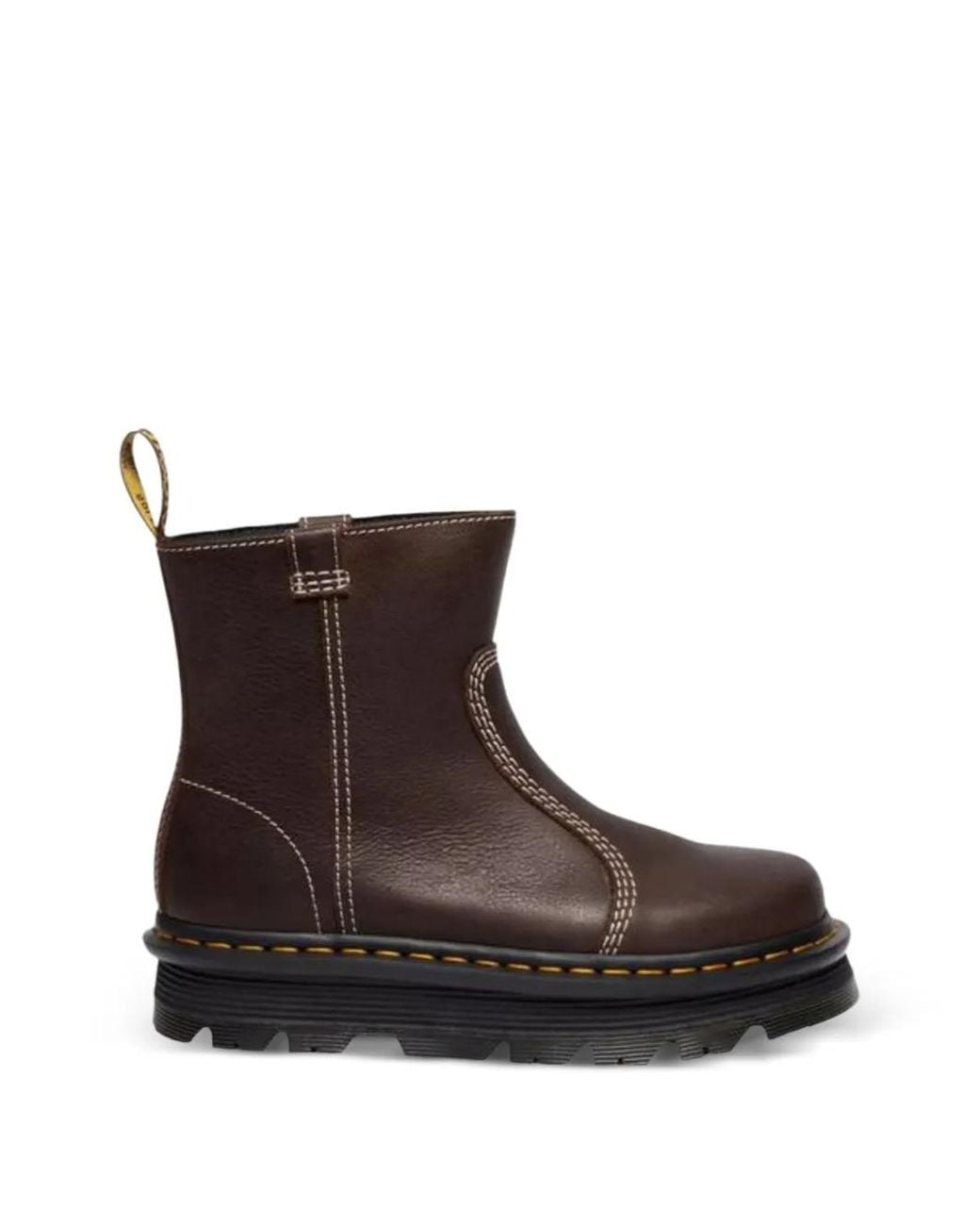 Dr. Martens Brown Zebzag Rigger Contrast-Stitch Leather Ankle Boots