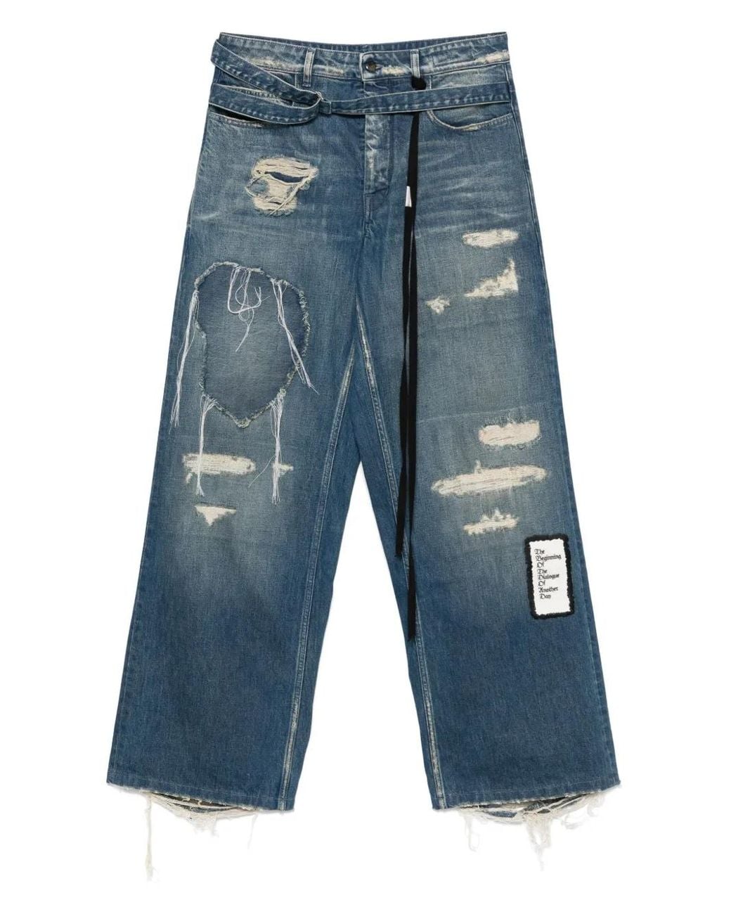 Ann Demeulemeester Distressed Jeans in Blue for Men | Lyst