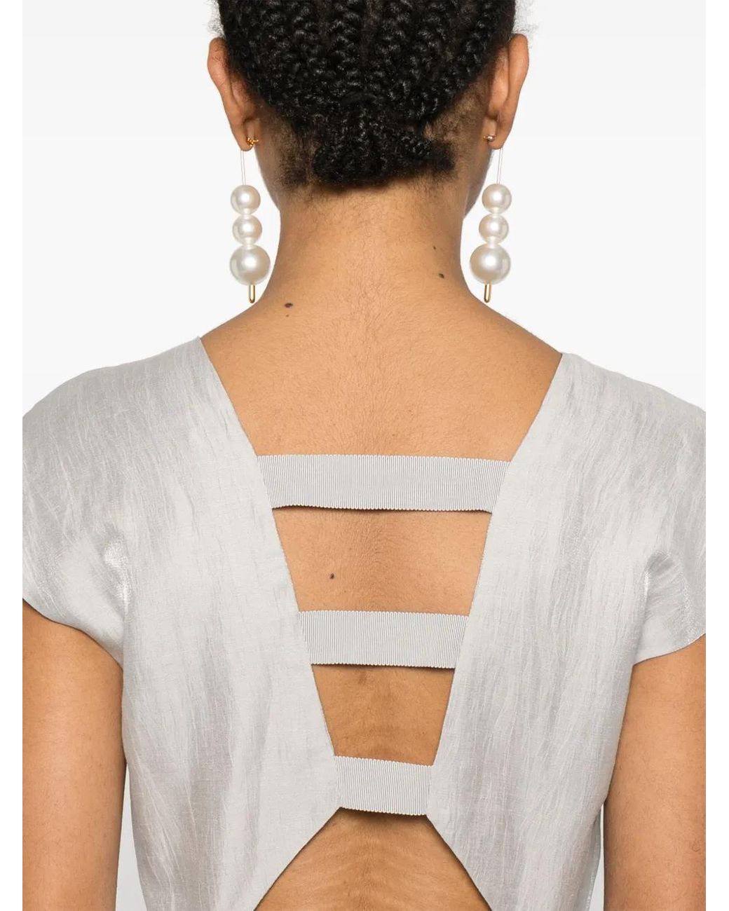Emporio Armani Gray Linen V-Neck Long Dress