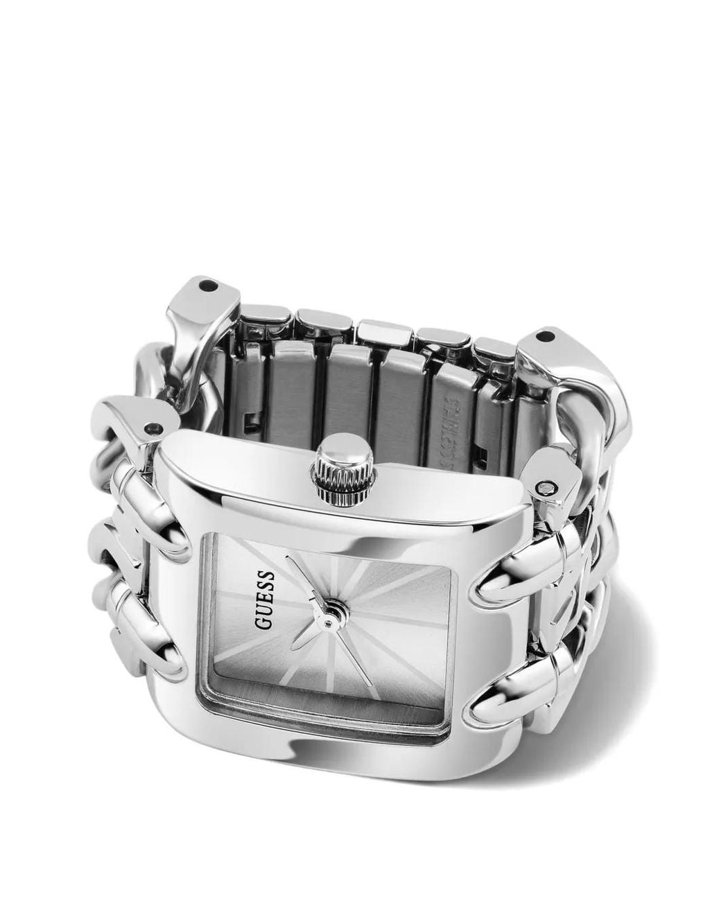 Guess Gray Large Mod Heavy Metal Tone Analog Ring Watch