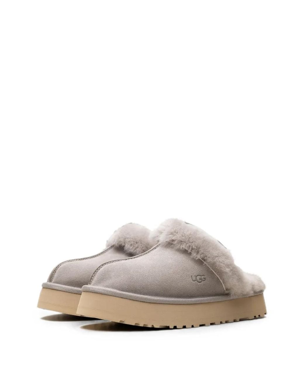 Ugg Gray Mules Disquette À Finitions En Peau Lainée