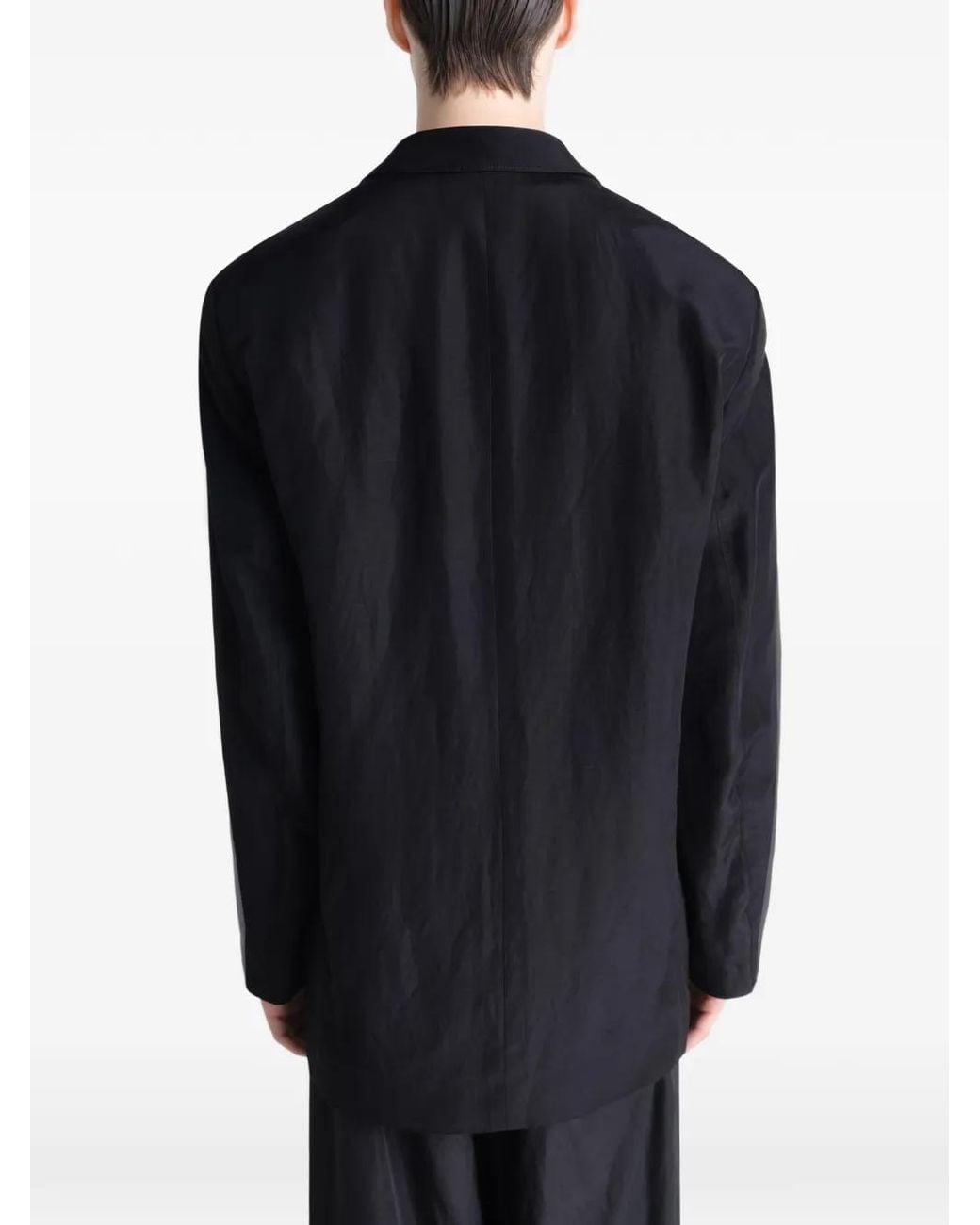 Lemaire Black Soft Tailoring Double Breasted Coat for men
