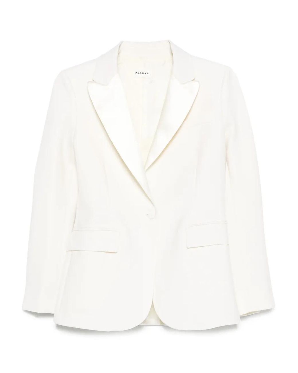 P.A.R.O.S.H. White Single-Breasted Wool-Blend Blazer