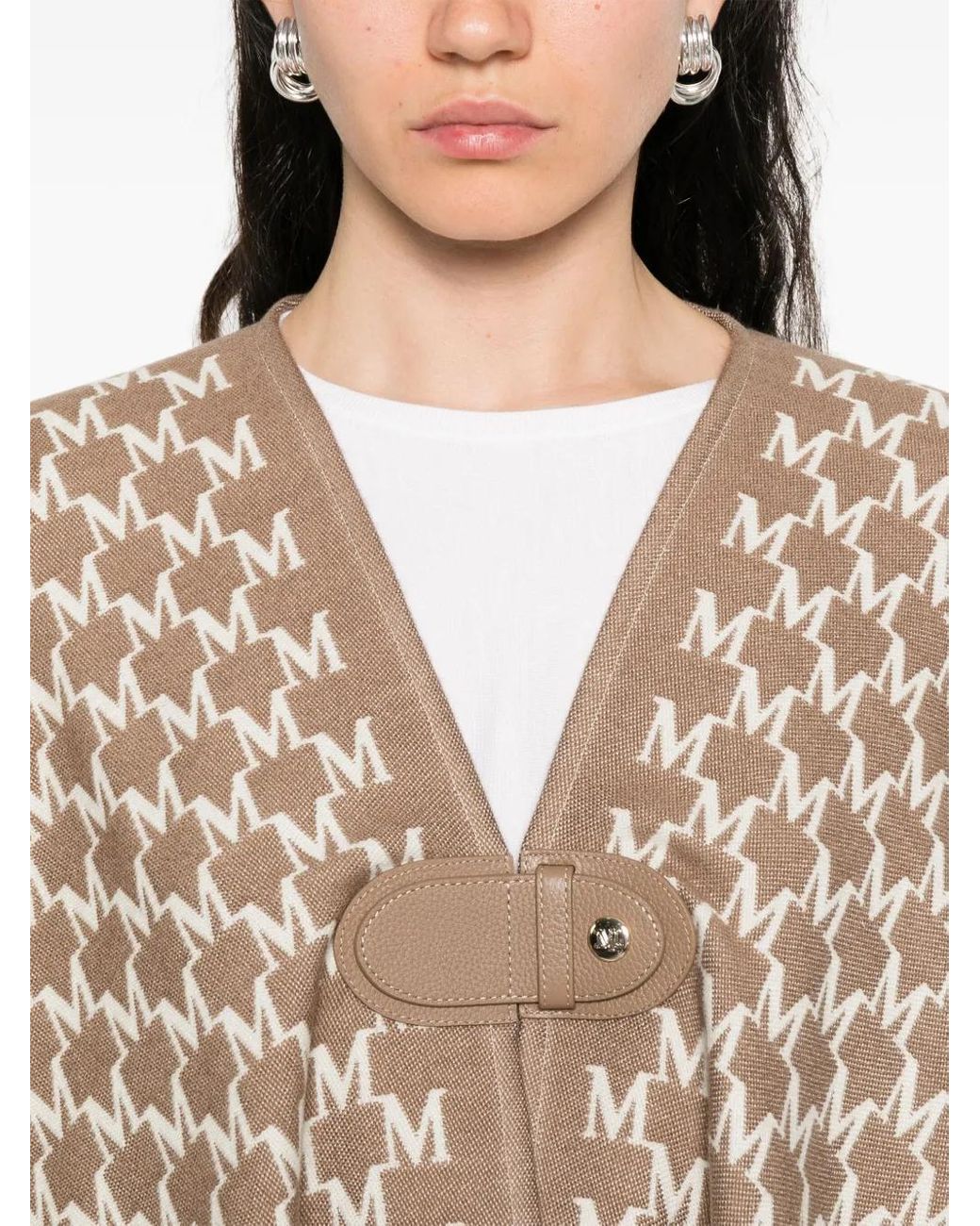 Max Mara Natural Monogram-Pattern Cape