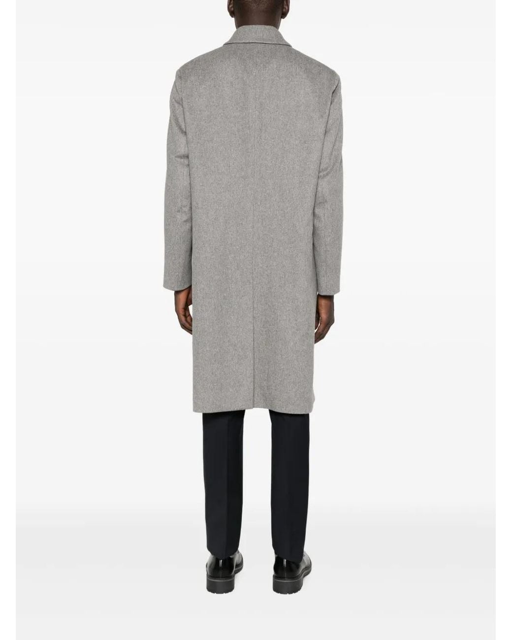 Lardini Gray Buttoned Patch-Pocket Coat for men