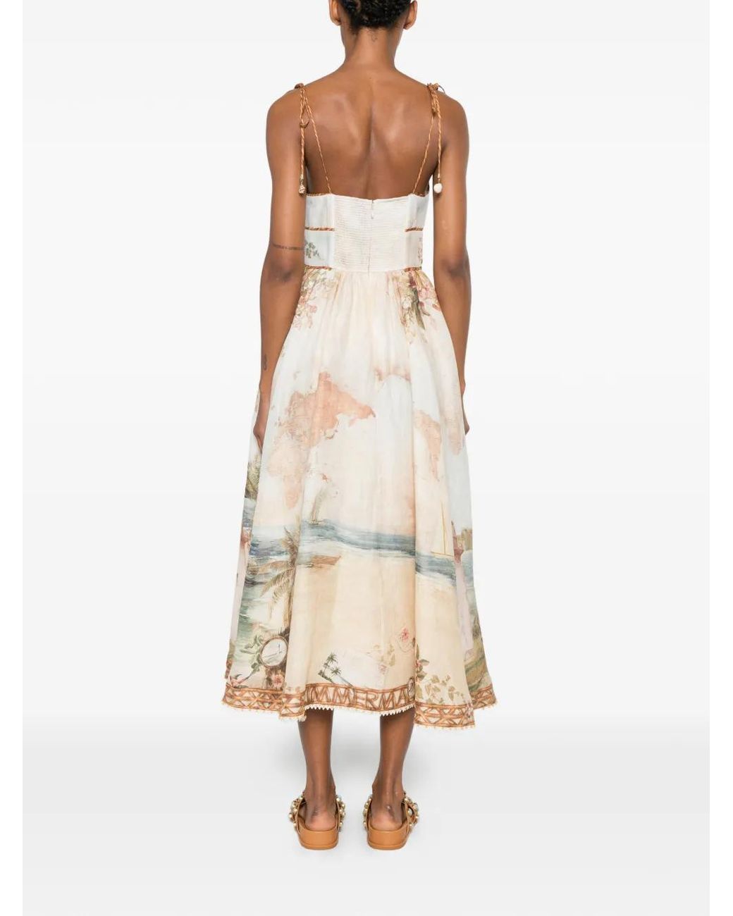 Vestido Con Mapa Estampado Zimmermann de color White