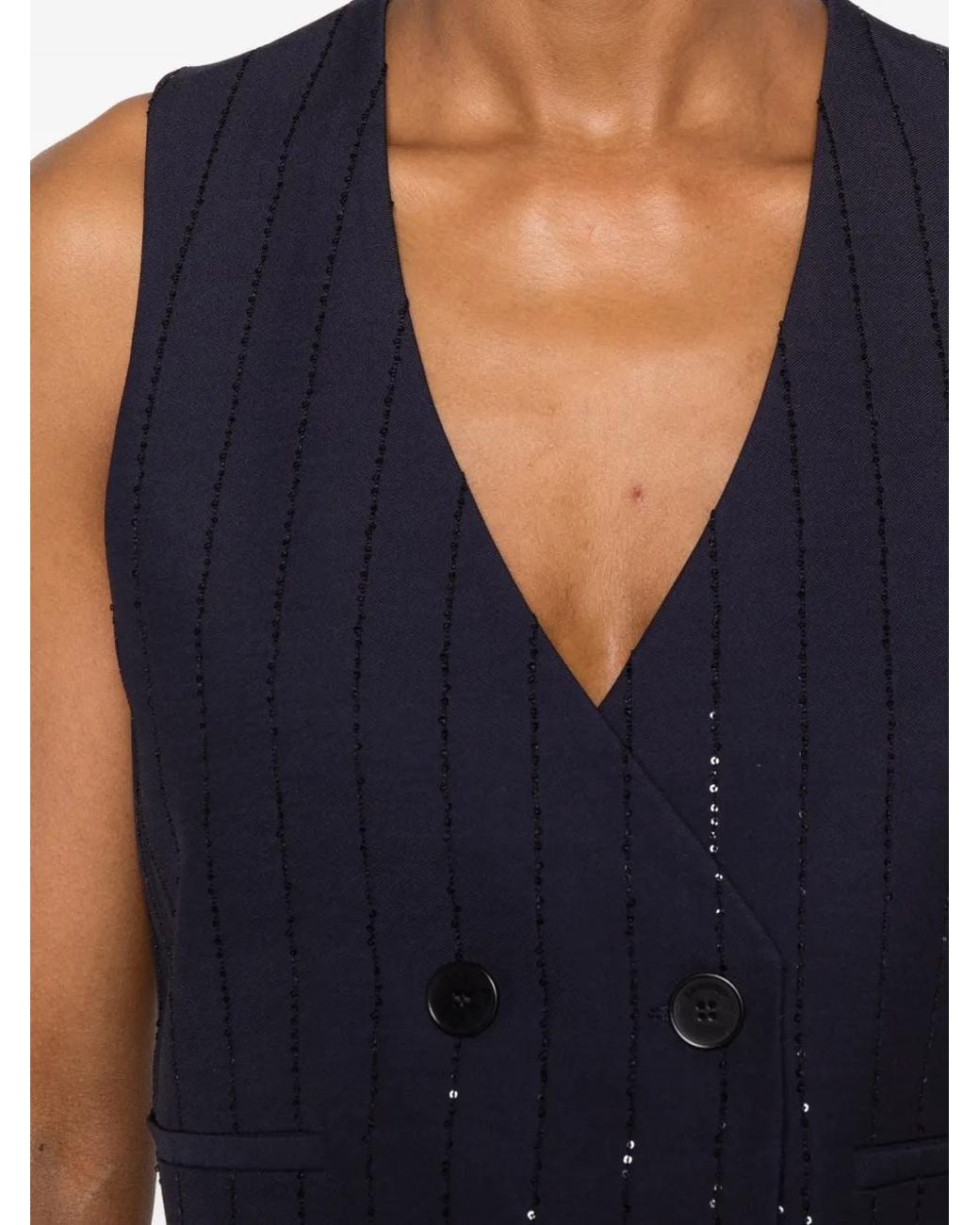 Sandro Blue Sequin-Embellished Waistcoat