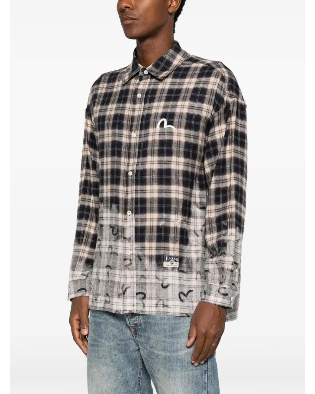 Evisu White Check-Pattern Shirt for men