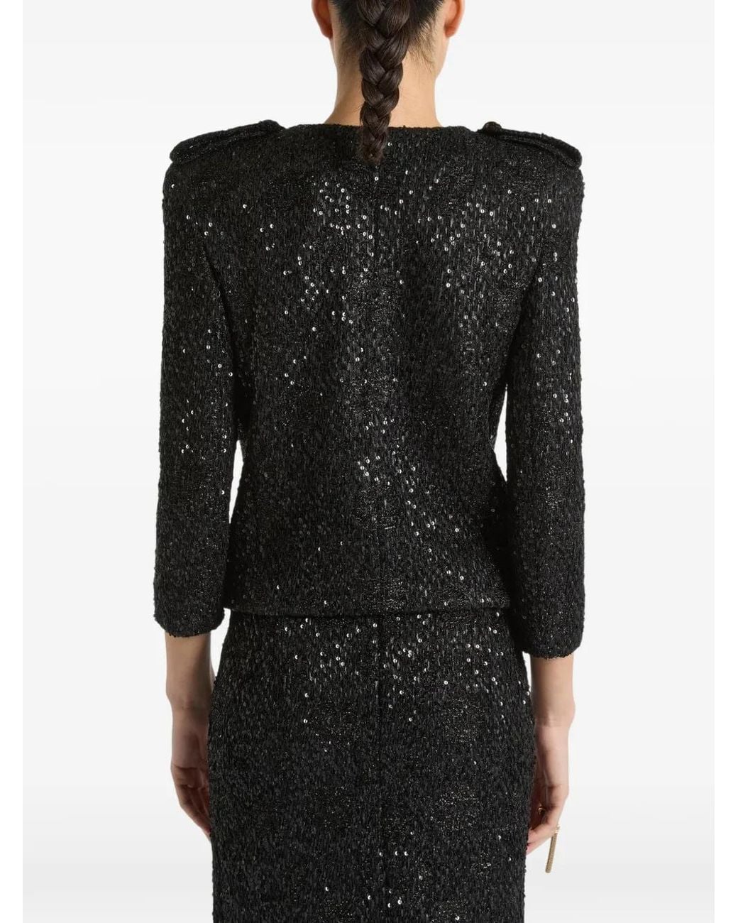 Balmain Black Sequinned Tweed Jacket